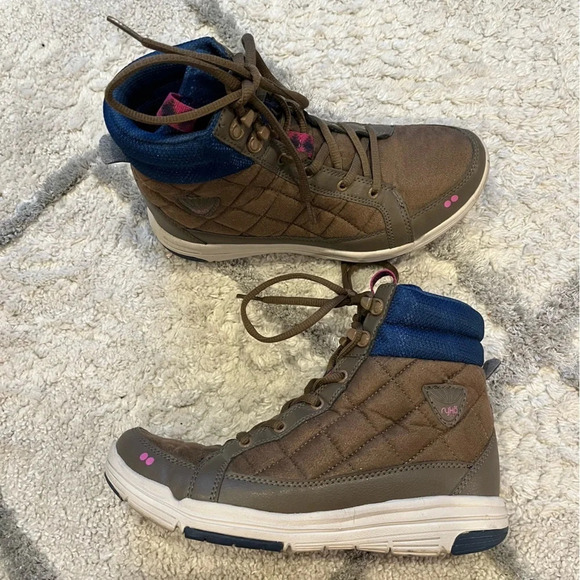 RYKA Aurora Quilted Sneaker Ankle Boot taupe Brown blue pink 6.5 - Picture 1 of 12